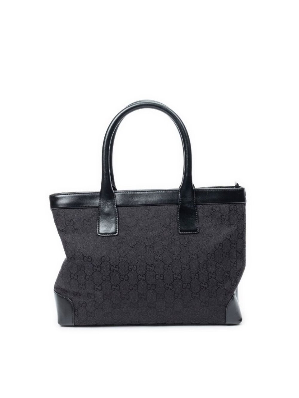 Gucci Zip Shopping Tote Bag Black GG Canvas